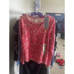 Cat & Jack Girls Floral Long Sleeve Ruffle Hem Top Size M (8) NWT